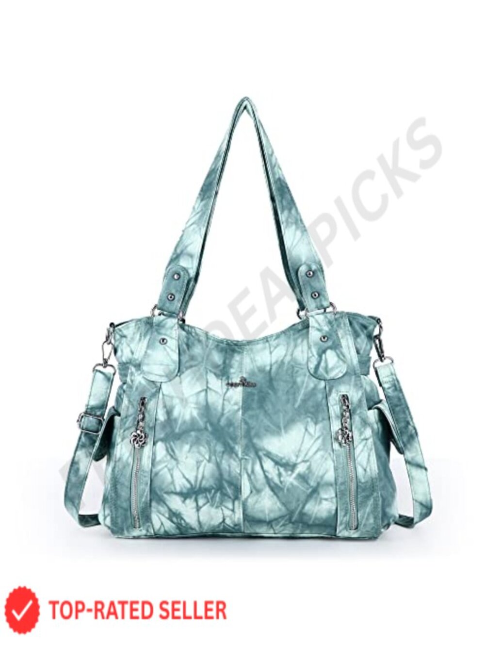 Womens Vegan Leather Hobo Handbag Tote Shoulder Bag with Pockets